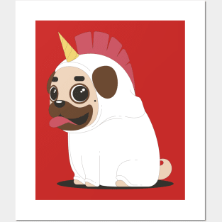 Pug Unicorn Posters and Art